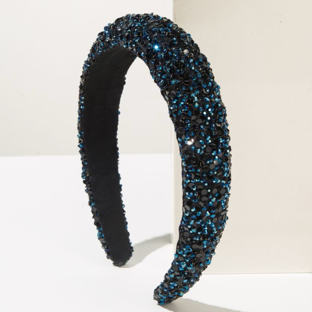 Elegant Black and Blue Crystal Headband